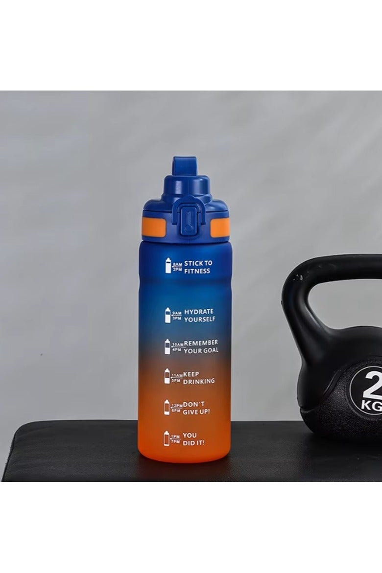 DANDY Sports Motivational Water Bottle 800 ml, Multicolor Tritan Time Marker Unisex Young/Adult Design - Image 1