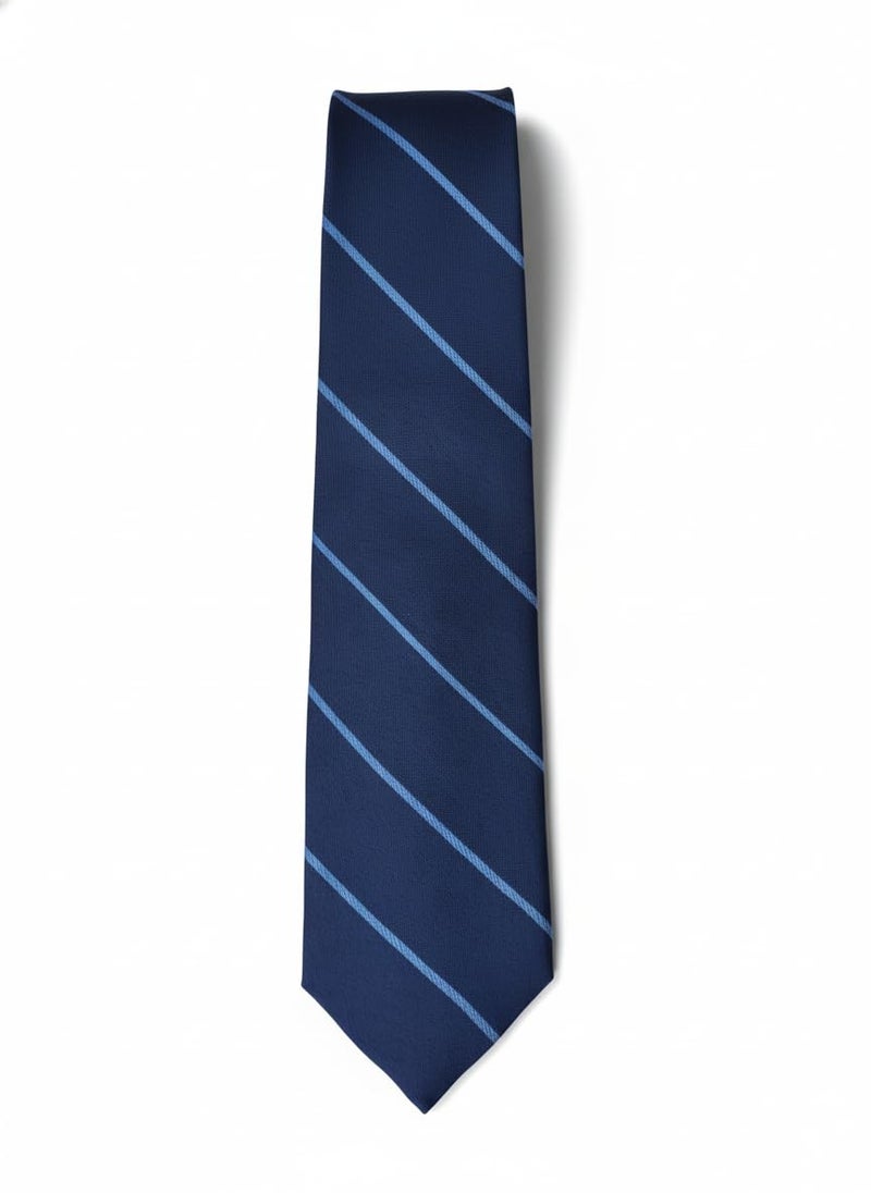 Young Arrow Men's Stripe Microfiber Necktie | Formal Tie for Office, Wedding & Party | Elegant Striped Pattern | Business, Casual & Gift Wear Accessory (Navy Blue & Light Blue) - Image 1