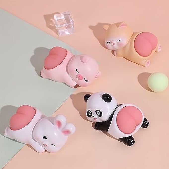 Nurnesy Squeeze Stress Relief Toy, Cartoon Animal Buttocks Ornament for Office Car, Cute Desktop Decoration, Photography Props with - Image 4