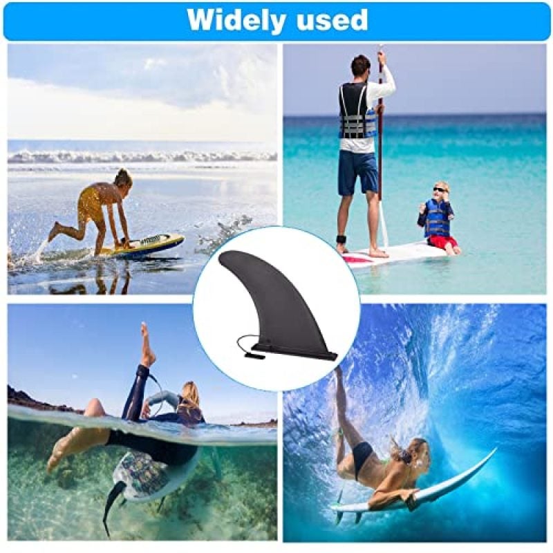 Sup Fin: 9-Inch Black Durable Nylon Construction - Quick No-Tool Setup Center Fin for Inflatable Paddleboards, Kayaks, Longboards Water Sport Use - Image 4