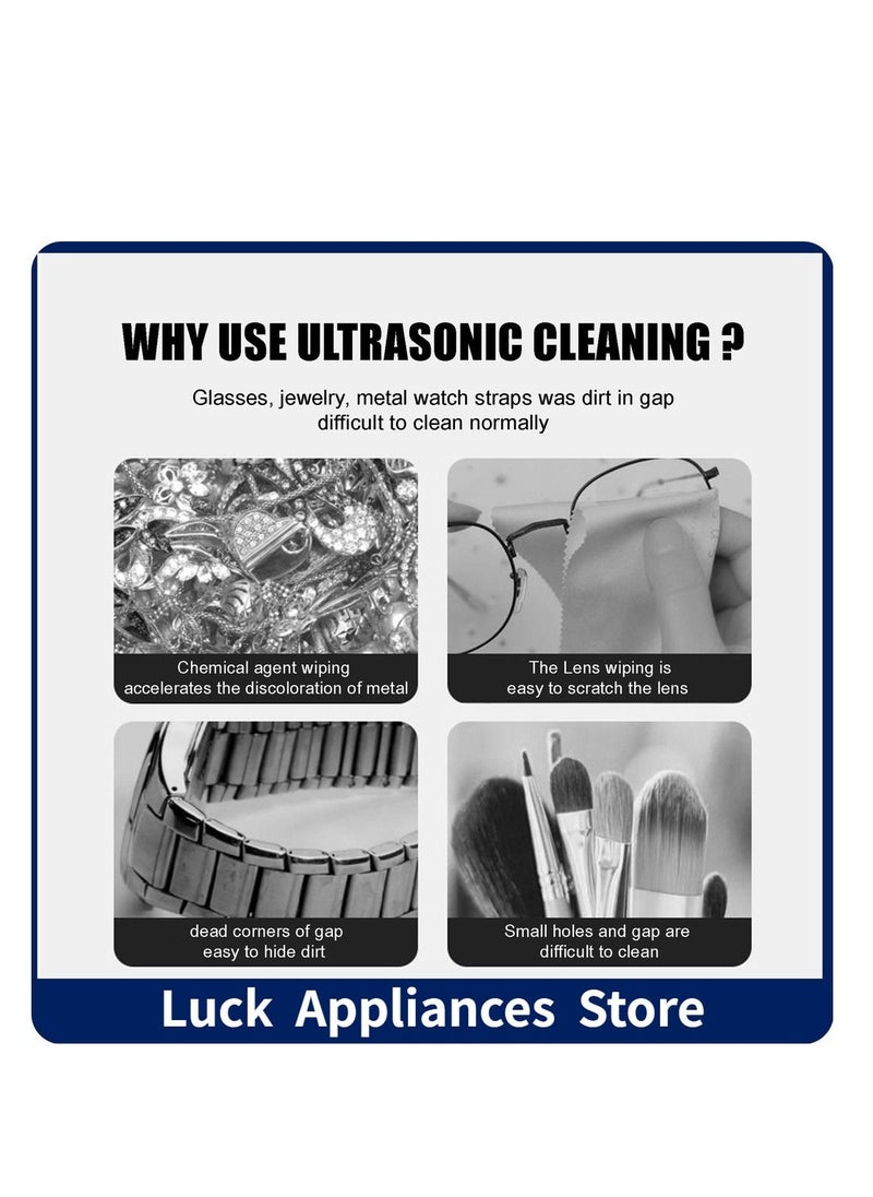 Generic - Portable Ultrasonic Cleaning Machine High Frequency Vibration Wash Cleaner Remove Stains Jewelry Watch Glasses Washing Machine - Image 1