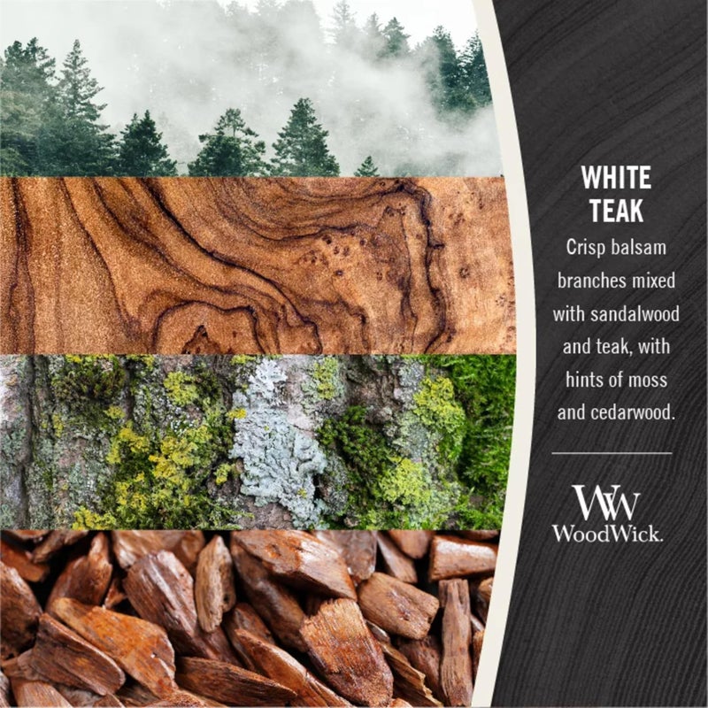 WoodWick Medium Hourglass Candle White Teak - Premium Soy Blend Wax Pluswick Innovation Wood Wick Made in USA - Image 4