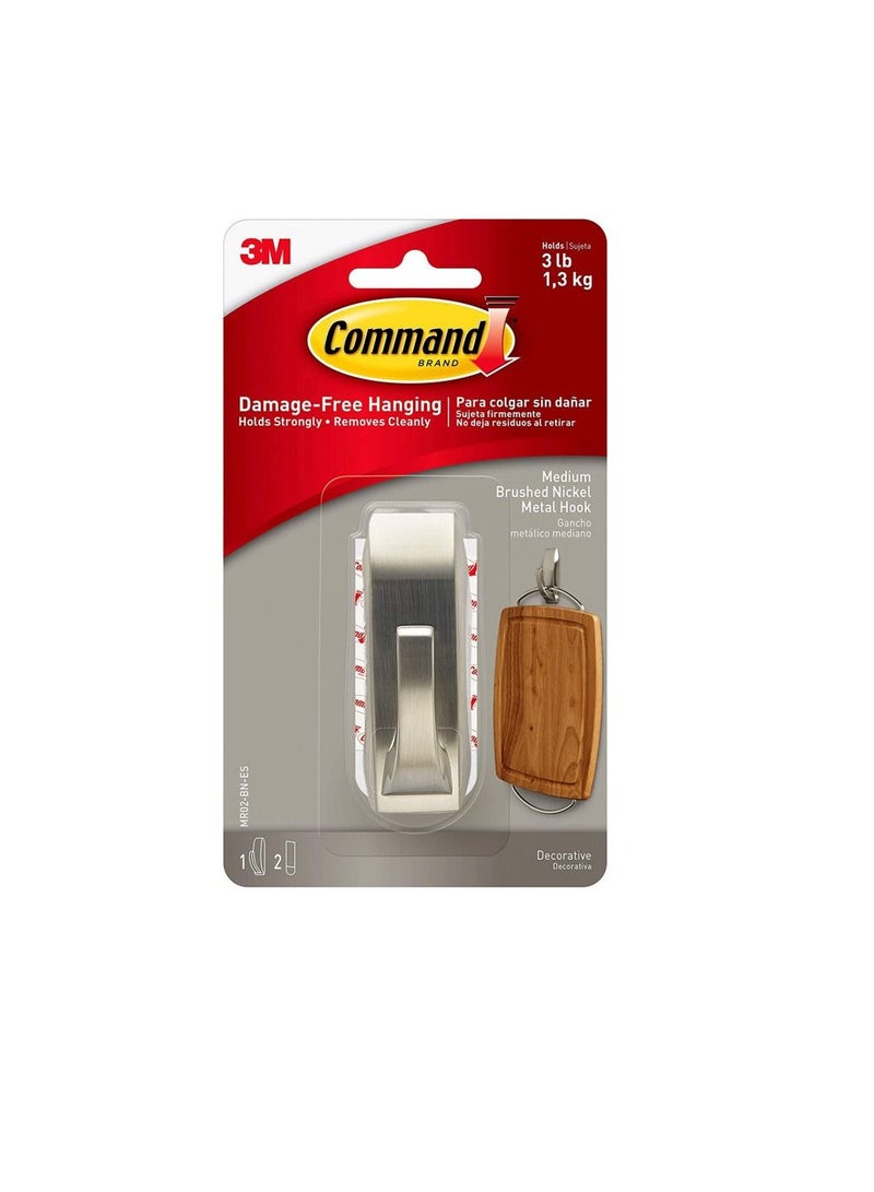 3M Medium Modern Reflections Brushed Nickel Metal Hook - Image 2