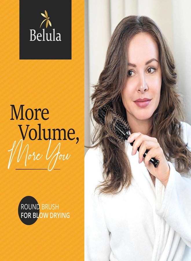Belula Boar Bristle Round Brush for Blow Out Set by Belula. Round Hair Brush For Blow Drying. Small 2” Wooden Barrel. Hairbrush Ideal to Add Volume and Body. Free 3 x Hair Clips & Travel Bag - Image 2