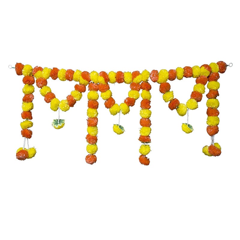 SHREYA-FASHION SHREYAFASHION Artificial Marigold Flowers Garlands Hanging Door Toran Doorway for Diwali All Festivals Special Events Home Office Wedding Haldi Mehndi Party Decorations 3 feet 5 feet 3  - Image 4