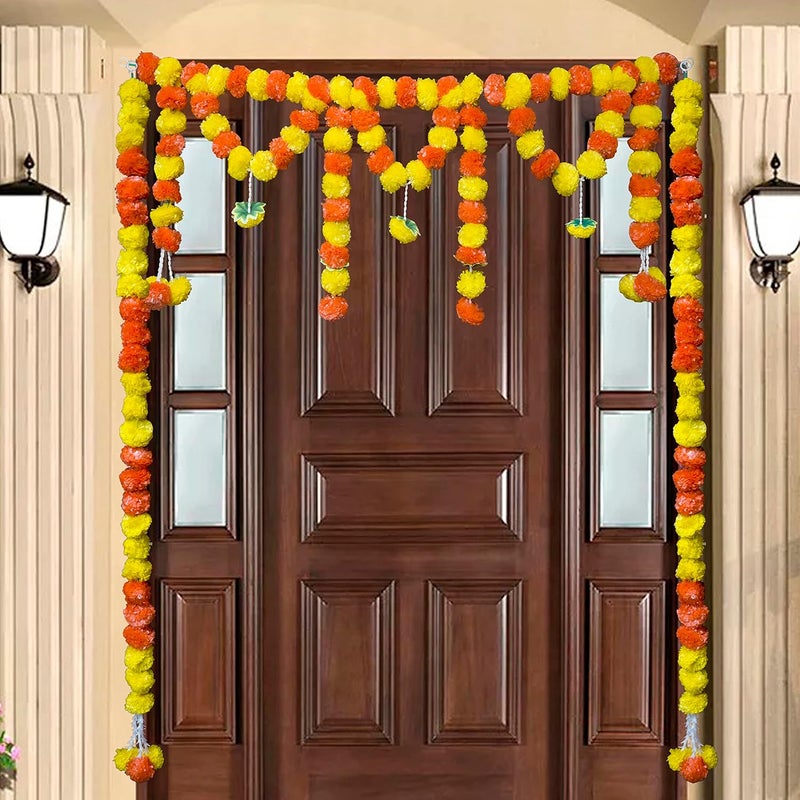 SHREYA-FASHION SHREYAFASHION Artificial Marigold Flowers Garlands Hanging Door Toran Doorway for Diwali All Festivals Special Events Home Office Wedding Haldi Mehndi Party Decorations 3 feet 5 feet 3  - Image 1
