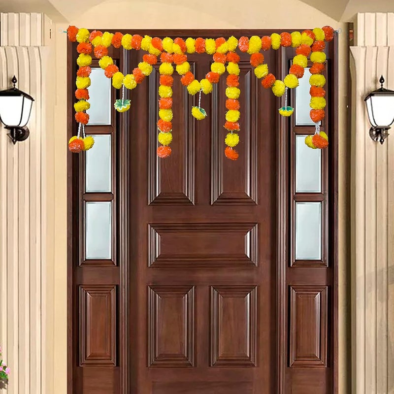 SHREYA-FASHION SHREYAFASHION Artificial Marigold Flowers Garlands Hanging Door Toran Doorway for Diwali All Festivals Special Events Home Office Wedding Haldi Mehndi Party Decorations 3 feet 5 feet 3  - Image 2