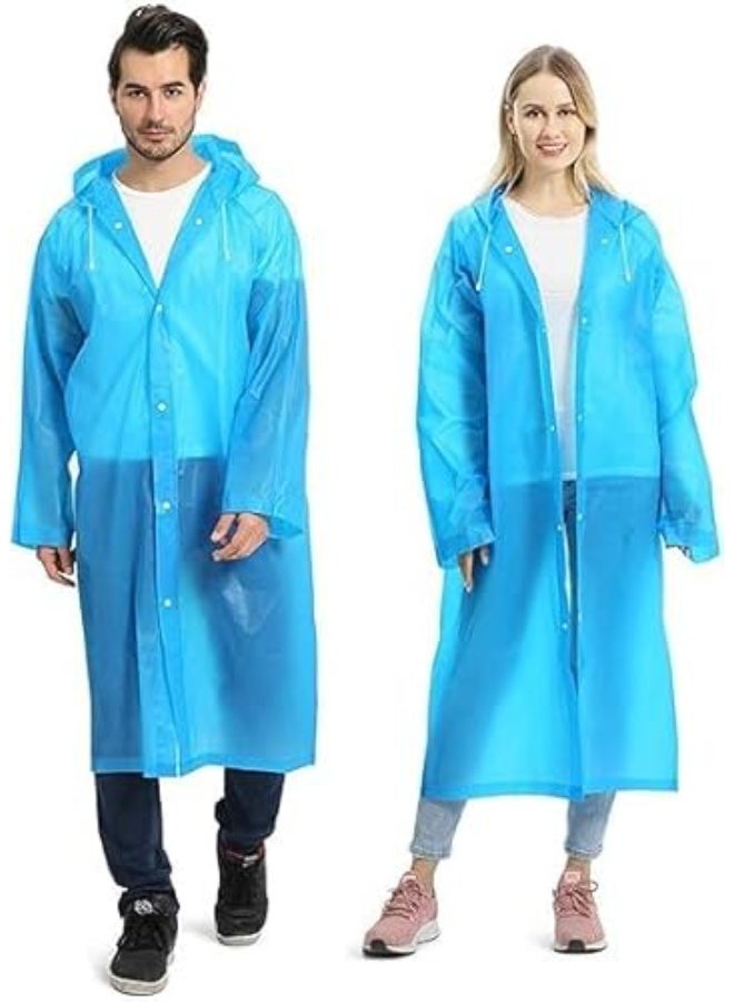 معطف مطر قابل لإعادة الاستخدام للبالغين من مادة ايفا مقاوم للماء بتصميم محمول وقابل للتعبئة للسفر والتخييم والأنشطة الخارجية، جاكيت مطر سميك طويل للرجال والنساء - Image 1