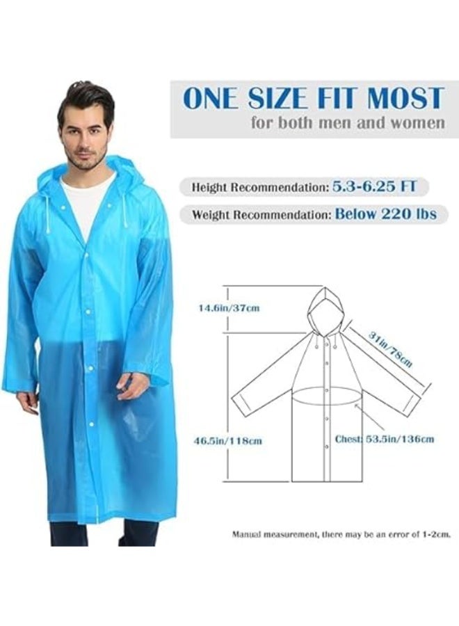 معطف مطر قابل لإعادة الاستخدام للبالغين من مادة ايفا مقاوم للماء بتصميم محمول وقابل للتعبئة للسفر والتخييم والأنشطة الخارجية، جاكيت مطر سميك طويل للرجال والنساء - Image 3
