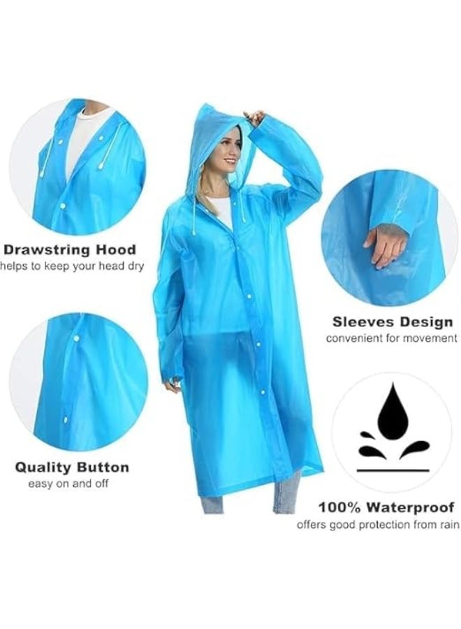 معطف مطر قابل لإعادة الاستخدام للبالغين من مادة ايفا مقاوم للماء بتصميم محمول وقابل للتعبئة للسفر والتخييم والأنشطة الخارجية، جاكيت مطر سميك طويل للرجال والنساء - Image 2