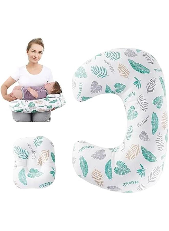 HOOKOR Nursing Pillow for Infant Feeding Cushion, Newborn Support Pillow for Breastfeeding Baby and Bottle Feeding, with Washable Pillow Cover for Boys & Girls (Green (Leaf)) - Image 2