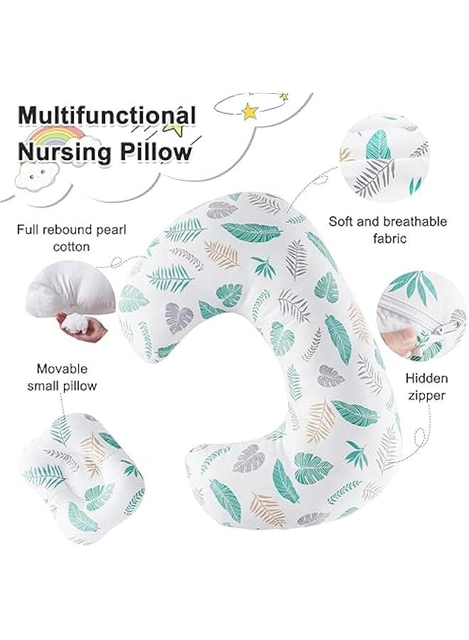 HOOKOR Nursing Pillow for Infant Feeding Cushion, Newborn Support Pillow for Breastfeeding Baby and Bottle Feeding, with Washable Pillow Cover for Boys & Girls (Green (Leaf)) - Image 4