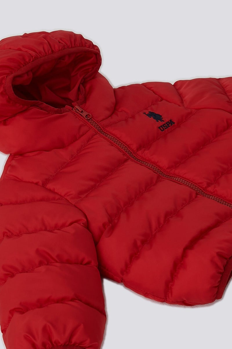 U.S. Polo Assn. BASE. Polo Assn. Red Hooded Baby Coat with Fur Inside - Image 5