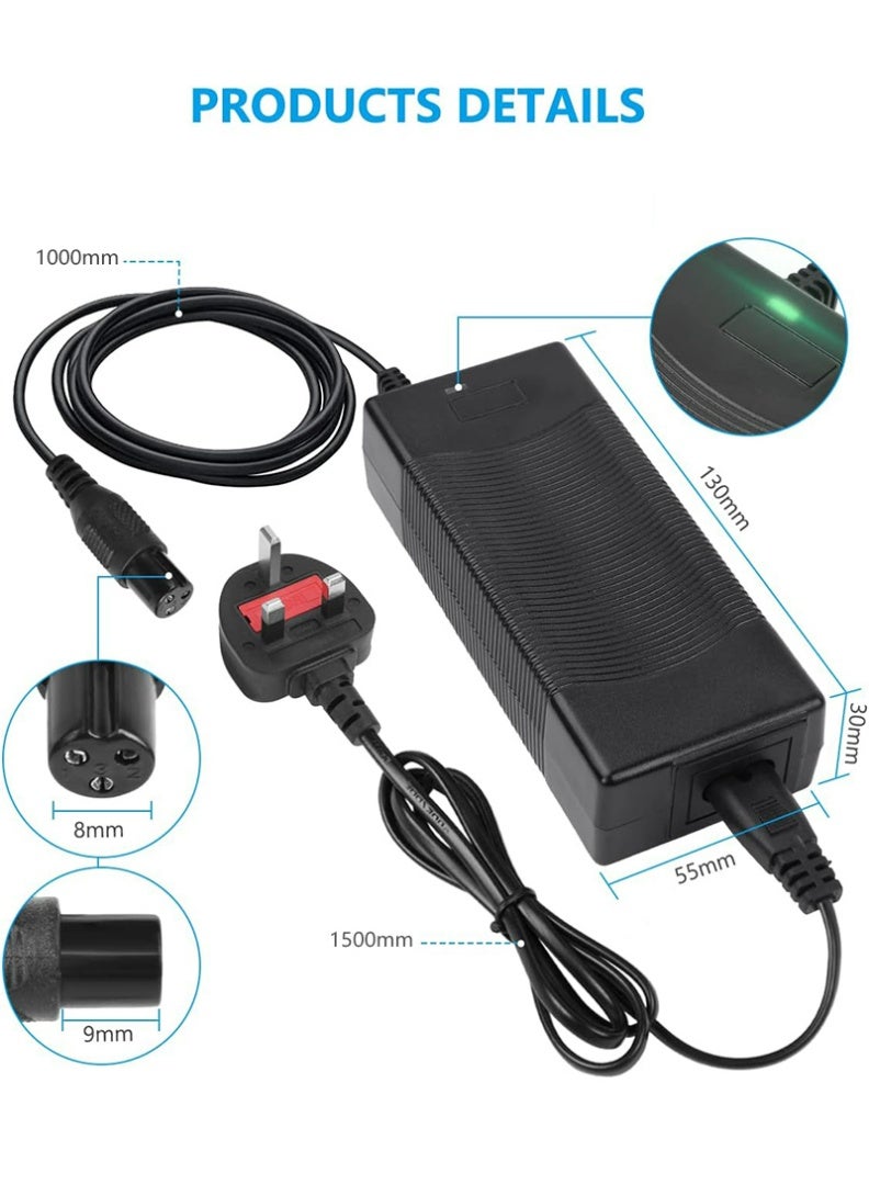 TLAXCA شاحن سكوتر كهربائي 42V 2A 3 دبابيس، محول طاقة عالمي منفذ DC 8mm، شاحن بطارية ليثيوم 36V للهوفر بورد، سكوتر ذاتي التوازن، لوح الانزلاق، دراجة أحادية، دراجة كهربائية - Image 3