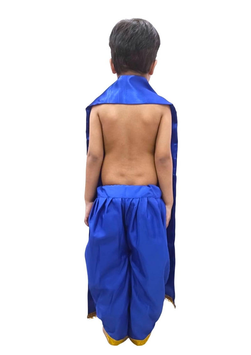 BookMyCostume Indian Traditional Costume for Kids | Ramayana Dress for Boys | Blue Dhoti with Patka Dussehra | Mythology Fancy Costume for School Annual Day Performance | 7-8 Years - Image 4
