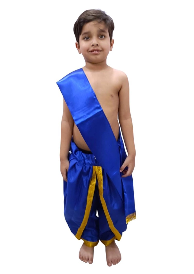 BookMyCostume Indian Traditional Costume for Kids | Ramayana Dress for Boys | Blue Dhoti with Patka Dussehra | Mythology Fancy Costume for School Annual Day Performance | 7-8 Years - Image 2
