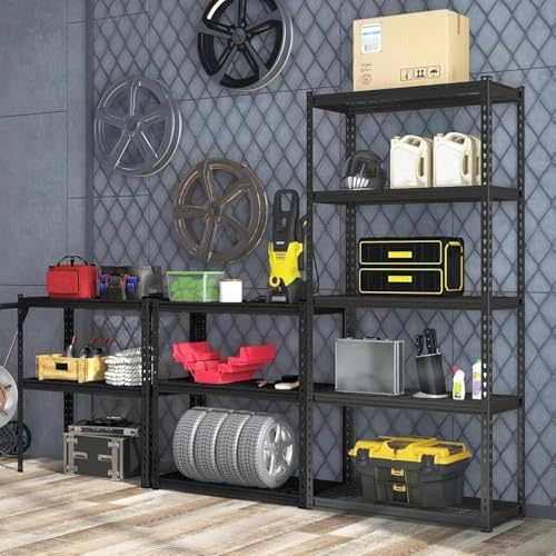 JD FRESH 2-Shelf Adjustable Boltless Metal Shelving Unit/30 x 24 x 12 Inch Metal Storage Rack with Wooden Planks/Standing Shelf Unit for Home/Garage/Office & Shop/Utility Display Rack (Black) - Image 2