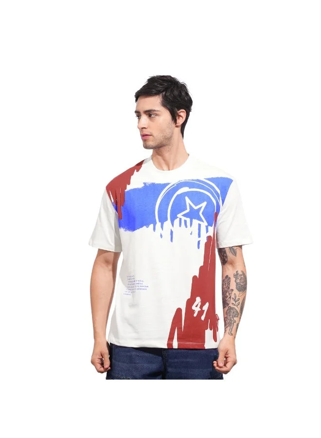 بيينغ هيومان Mens Round Neck Short Sleeve Printed T-shirt