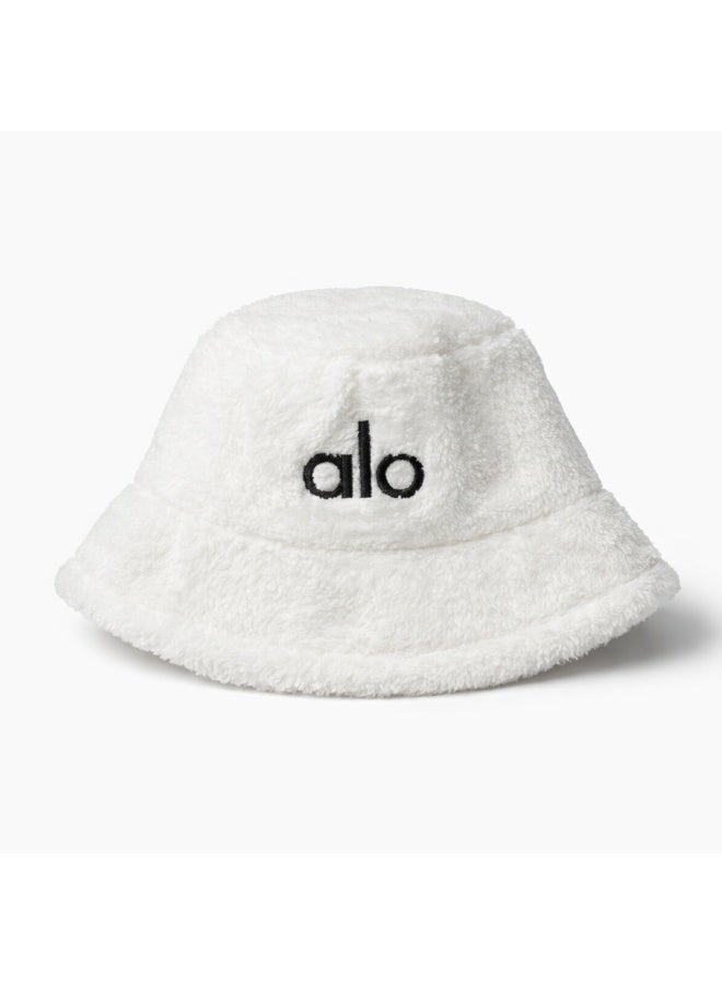 alo Luxury winter fur bucket hat with Alo logo - soft and warm material, stylish unisex design, perfect for winter and everyday outings with a distinctive casual style (white) - Image 4