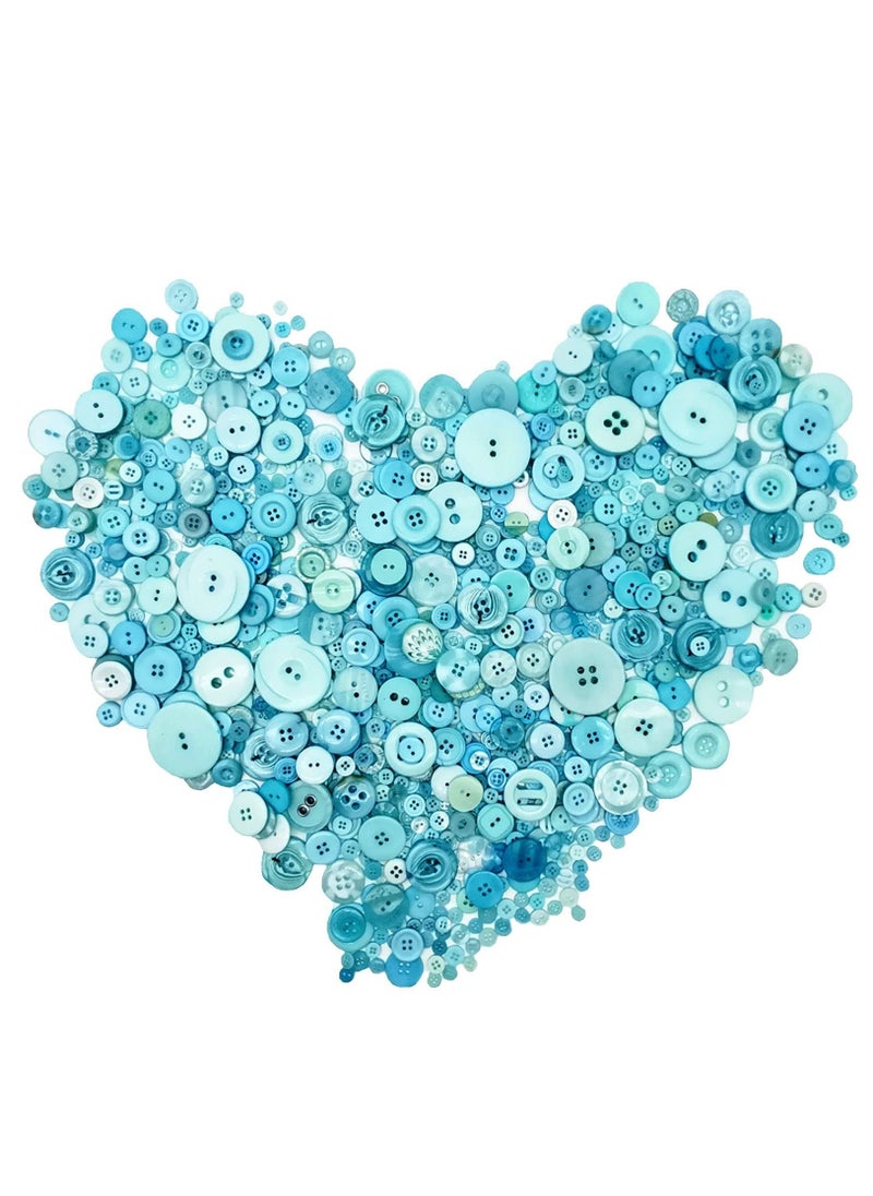 KASTWAVE - 1000 Pcs Turquoise Buttons for Crafts in Bulk Assorted Turquoise Craft Buttons Mixed Teal Button for Crafting Teal Craft Buttons - Image 1