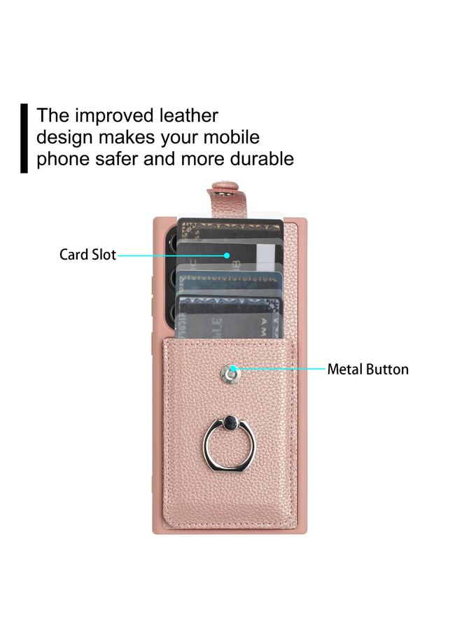 S-TOP Case For Samsung Galaxy S22 Ultra 5G Litchi Texture Drawing Card Bag Ring Holder Phone Case - Image 4