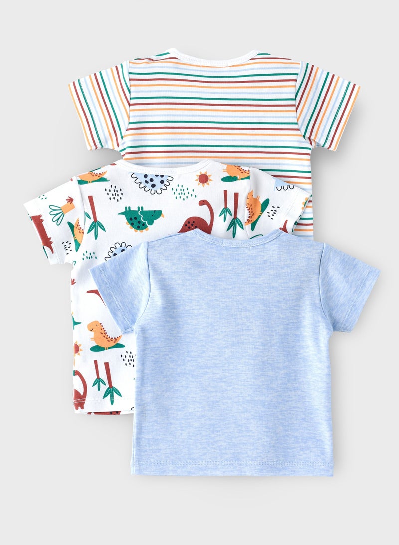 بوو بوو تيشيرتات ديناصور للأطفال من بو بو - عبوة من  قطع - Image 2