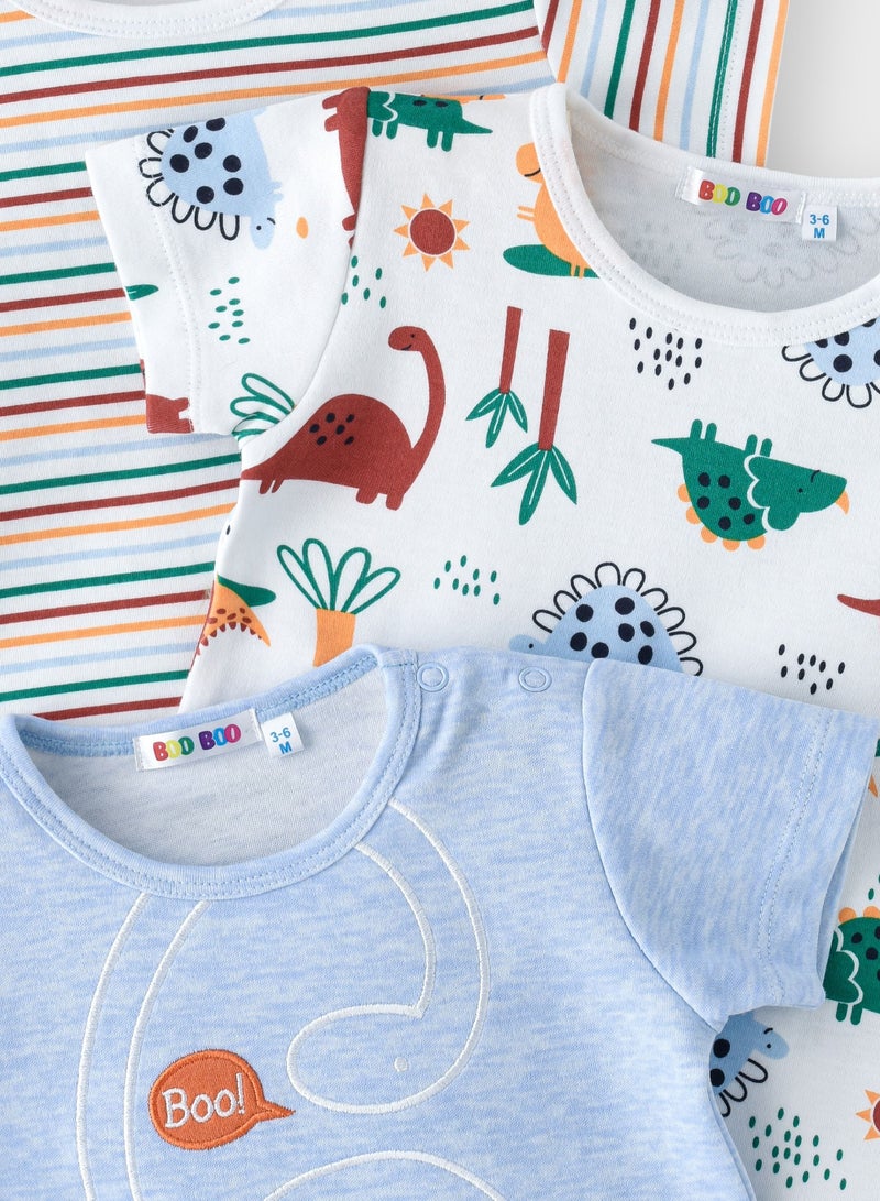 بوو بوو تيشيرتات ديناصور للأطفال من بو بو - عبوة من  قطع - Image 3