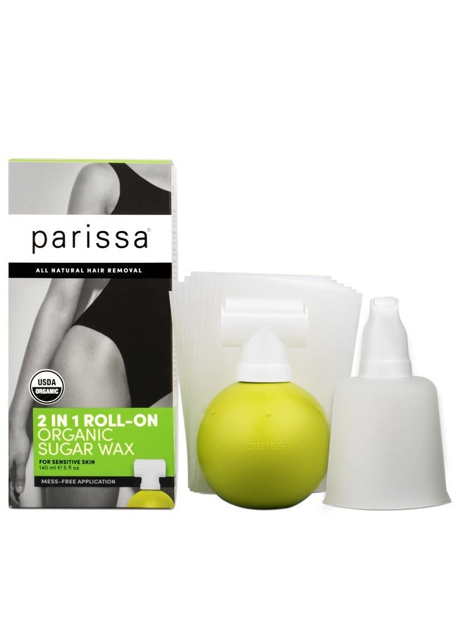 parissa طقم شمع السكر العضوي رول أون لإزالة الشعر في المنزل، 100% طبيعي، للبشرة الحساسة، تركيبة لطيفة وقابلة للغسل - Image 1