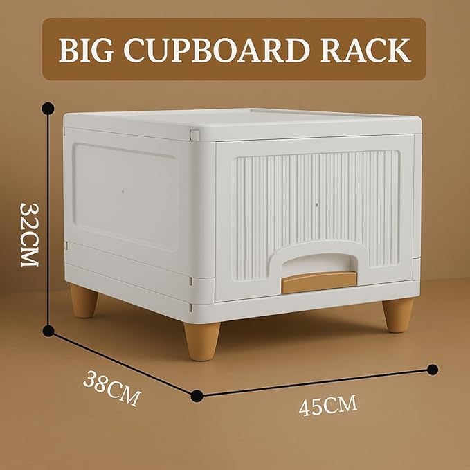 MECHDEL Wardrobe Organizer for Storage/Polypropylene Foldable & Stackable Closet Basket/Cupboard Organizer for Clothes/Mounted Closet Systems (CUPBOARD RACK-WHITE, 1PCS) - Image 2