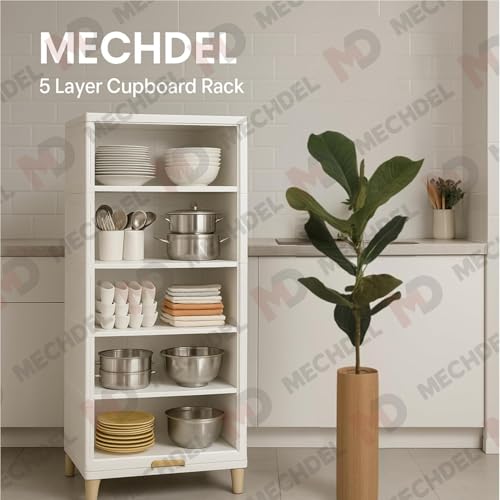 MECHDEL Wardrobe Organizer for Storage/Polypropylene Foldable & Stackable Closet Basket/Cupboard Organizer for Clothes/Mounted Closet Systems (CUPBOARD RACK-WHITE, 1PCS) - Image 3