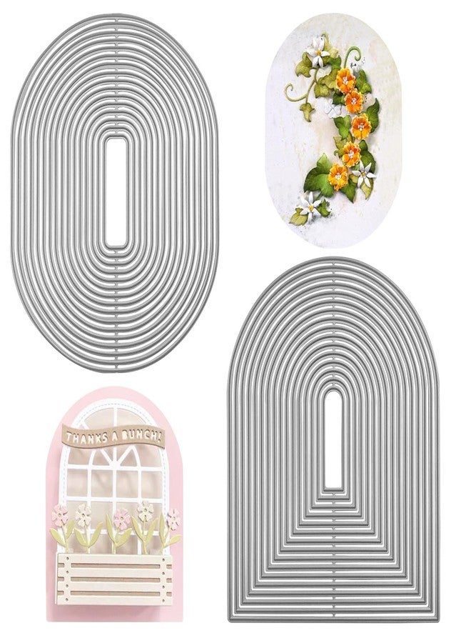SENHAI Arch Metal Die Cuts & Oval Border Die Cuts for Card Making, Cutting Dies Stencil Metal Embossing Paper Dies for Card Making Supplies Album DIY Scrapbooking - Image 1