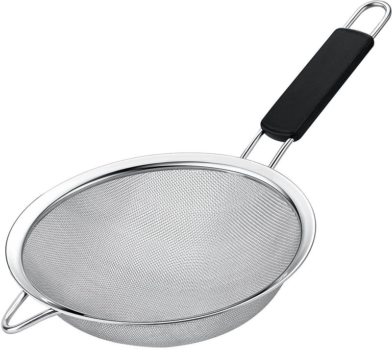 KAFOOR Fine Mesh Strainer with thermo plastic rubber handle - Sieve Fine Mesh Stainless Steel - Ideal to Sift Flour, Icing Sugar, Fruits and Vegetables (6.3 Inches) - Image 1