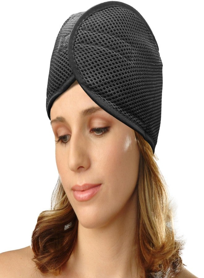 DONNA Deluxe Foam Velcro Headband, Silk Hair Wraps for Face Wash, Makeup and Hair Accessories BLACK - Image 1