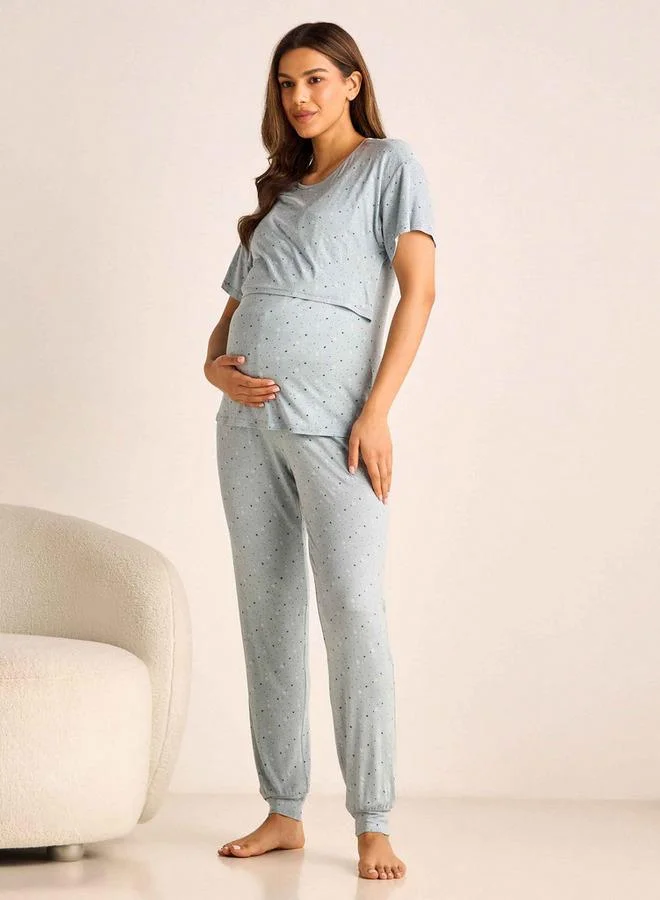 سبلاش فيڤ طقم بيجاما وتيشيرت للحوامل بطبعة