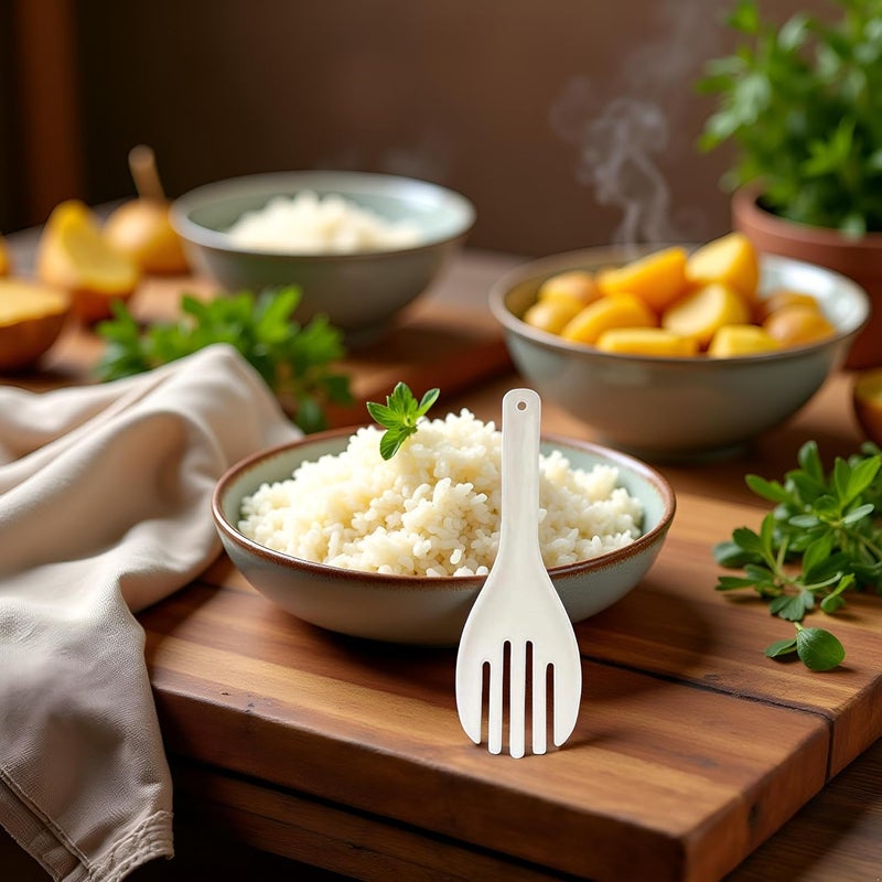 Dwuww White Jumbo Large Plastic Rice Paddle Spatula Scoop Fork-Like, 10.63" (27 cm) Long, Serving Spoons，Rice and Potato Servers - Image 5