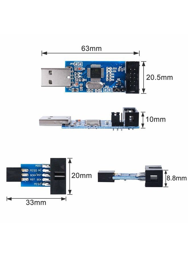 KeeYees 2pcs Downloader Programmer for USBASP for ISP with Cable and 10Pin to 6Pin Adapter Board for 51 for AVR Series Microcontroller - Image 5