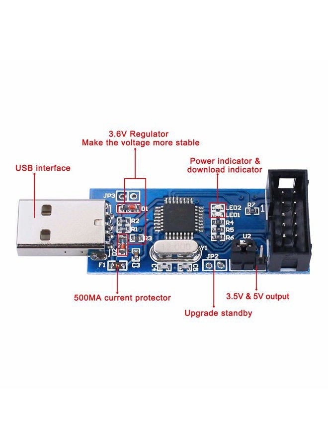 KeeYees 2pcs Downloader Programmer for USBASP for ISP with Cable and 10Pin to 6Pin Adapter Board for 51 for AVR Series Microcontroller - Image 3