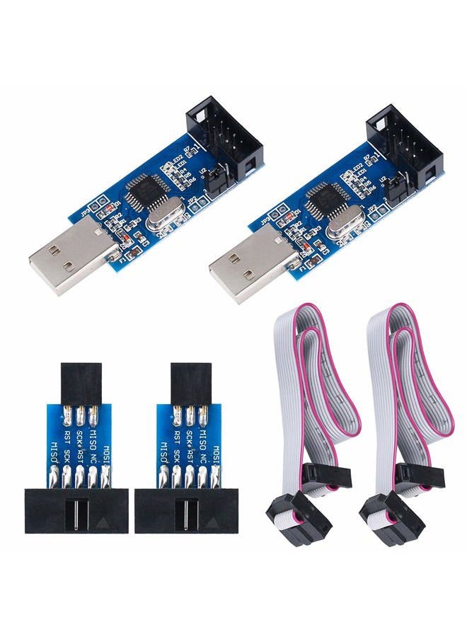 KeeYees 2pcs Downloader Programmer for USBASP for ISP with Cable and 10Pin to 6Pin Adapter Board for 51 for AVR Series Microcontroller - Image 1