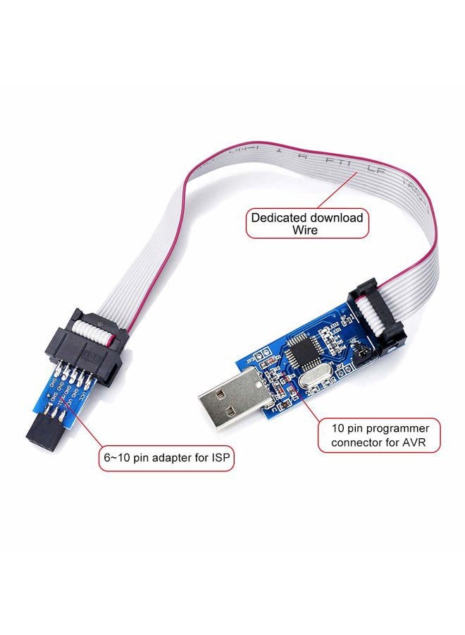 KeeYees 2pcs Downloader Programmer for USBASP for ISP with Cable and 10Pin to 6Pin Adapter Board for 51 for AVR Series Microcontroller - Image 4