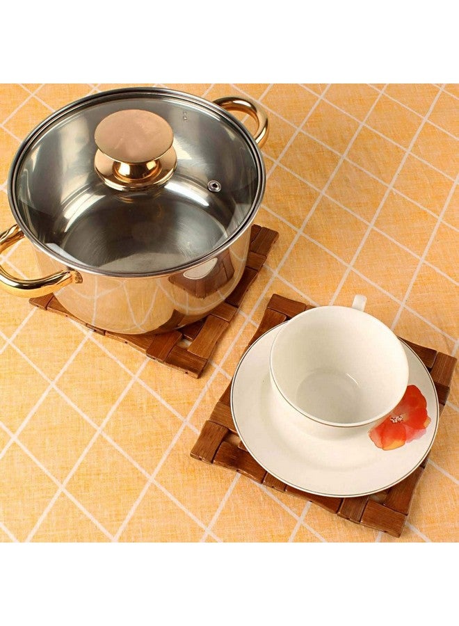 Kuber Industries 3 Pieces Bamboo Tea Coaster Set (Wooden)-CTKTC14502 - Image 4