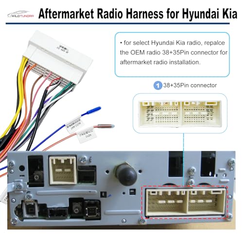 WildTundra 16Pin ISO Aftermarket Radio Harness Adapter for Hyundai 2015-2020 KIA 2016-2020, 16Pin Android Car Stereo Wiring Harness with SWC Reverse RCA Input Cable for Elantra Tucson Sonata K2 K3 K4 - Image 2