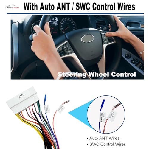 WildTundra 16Pin ISO Aftermarket Radio Harness Adapter for Hyundai 2015-2020 KIA 2016-2020, 16Pin Android Car Stereo Wiring Harness with SWC Reverse RCA Input Cable for Elantra Tucson Sonata K2 K3 K4 - Image 5