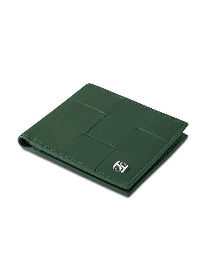Saint Honore Paris Weaved Bottle Green Leather Wallet for Men