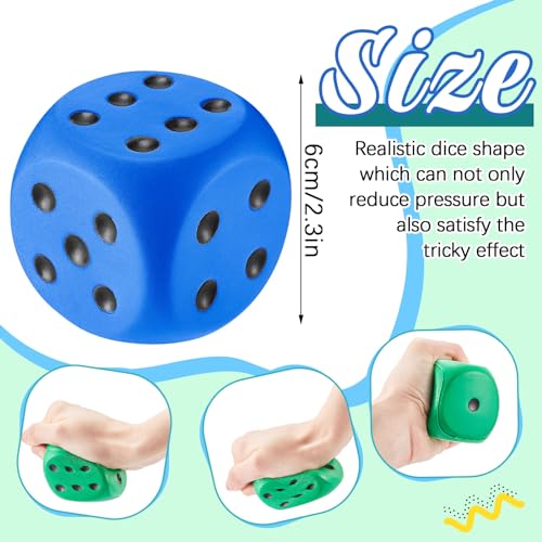 Zomiboo 2 Pcs 23 Large Foam Dice for Classroom Jumbo 6 Sided Giant Dice Casino Party Decoration Squeeze Anxiety Stress Relieve Toy Gifts for Valentines Day Adults Kids Board Game White Blue - Image 5
