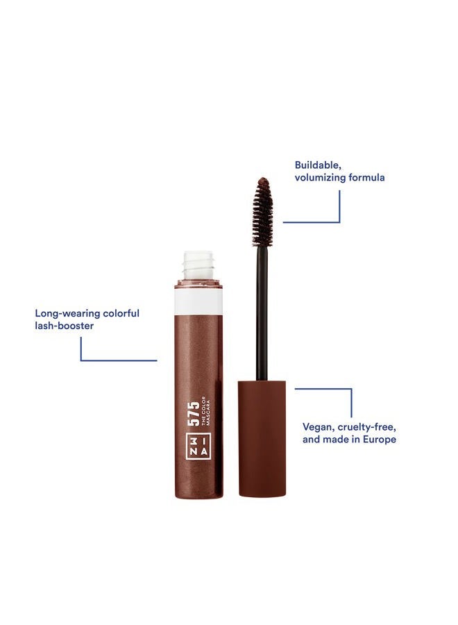 3INA The Color Mascara 575 - Brown Colored Mascara Coats Eyelashes With Fun Color - Washable, Clump Free, Volumizing Mascara in Bold Colors - Colorful Vegan and Cruelty Free Makeup - 0.47 Fl. Oz - Image 2