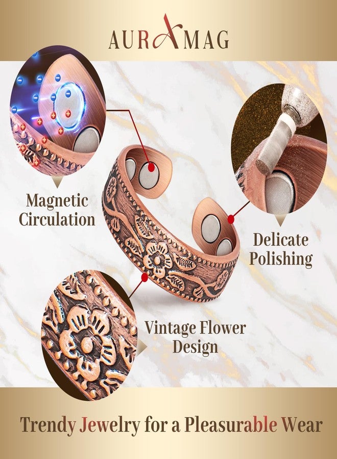 Auramag Copper Rings for Women, Thumb Rings 99.99% Pure Copper Magnetic Rings with 3500 Gauss Magnets,Copper Jewelry for Women with Box(2 PCS) - Image 3