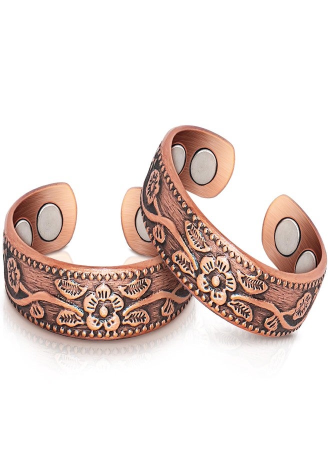 Auramag Copper Rings for Women, Thumb Rings 99.99% Pure Copper Magnetic Rings with 3500 Gauss Magnets,Copper Jewelry for Women with Box(2 PCS) - Image 1