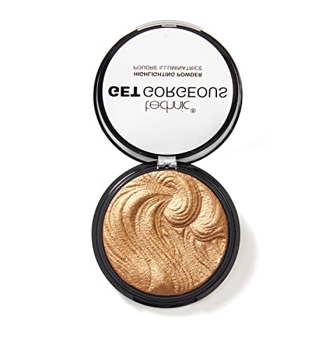 Technic Get Gorgeous Highlighting Powder  Pressed Shimmer Face Makeup Compact for a Golden Glow Shade 24CT Gold