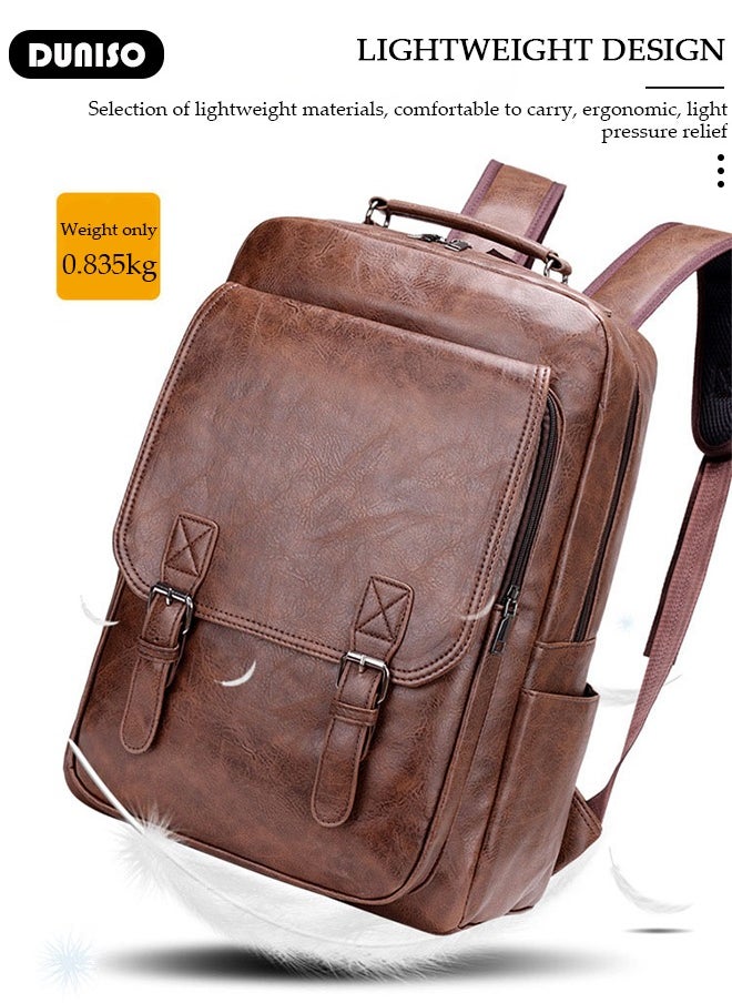 DUNISO Multi-Functional Travel Laptop Backpack, Men's Waterproof Laptop Backpack, Sleek Leather Business Backpack, 15.6 Inch Laptop Backpack for Men and Women, Anti Theft Computer Backpack  - Image 4