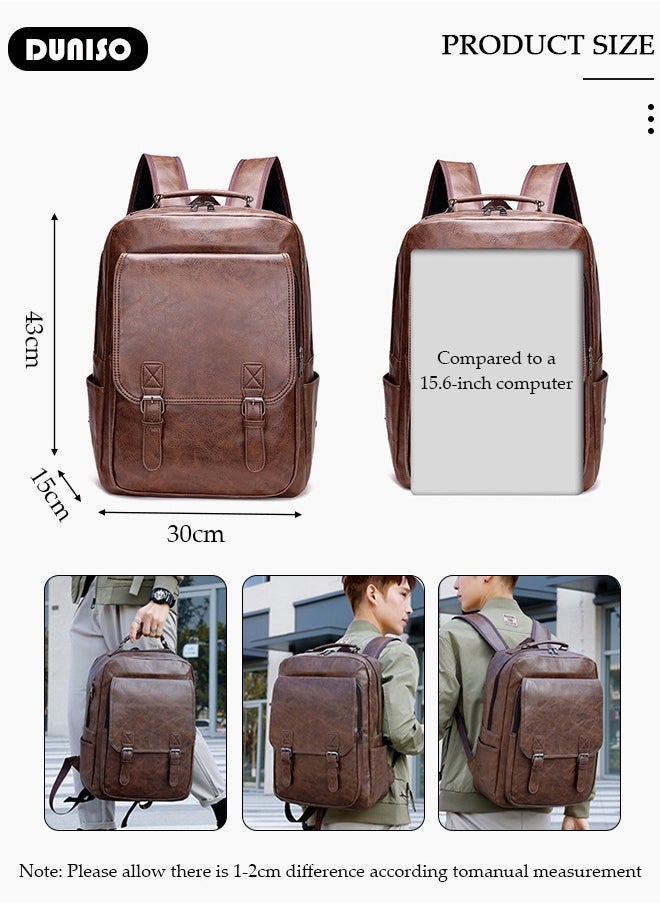 DUNISO Multi-Functional Travel Laptop Backpack, Men's Waterproof Laptop Backpack, Sleek Leather Business Backpack, 15.6 Inch Laptop Backpack for Men and Women, Anti Theft Computer Backpack  - Image 2